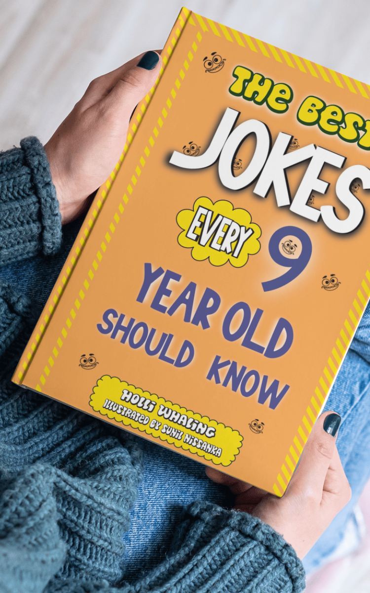 9 year old holding the joke book The best Jokes every 9 year old should know